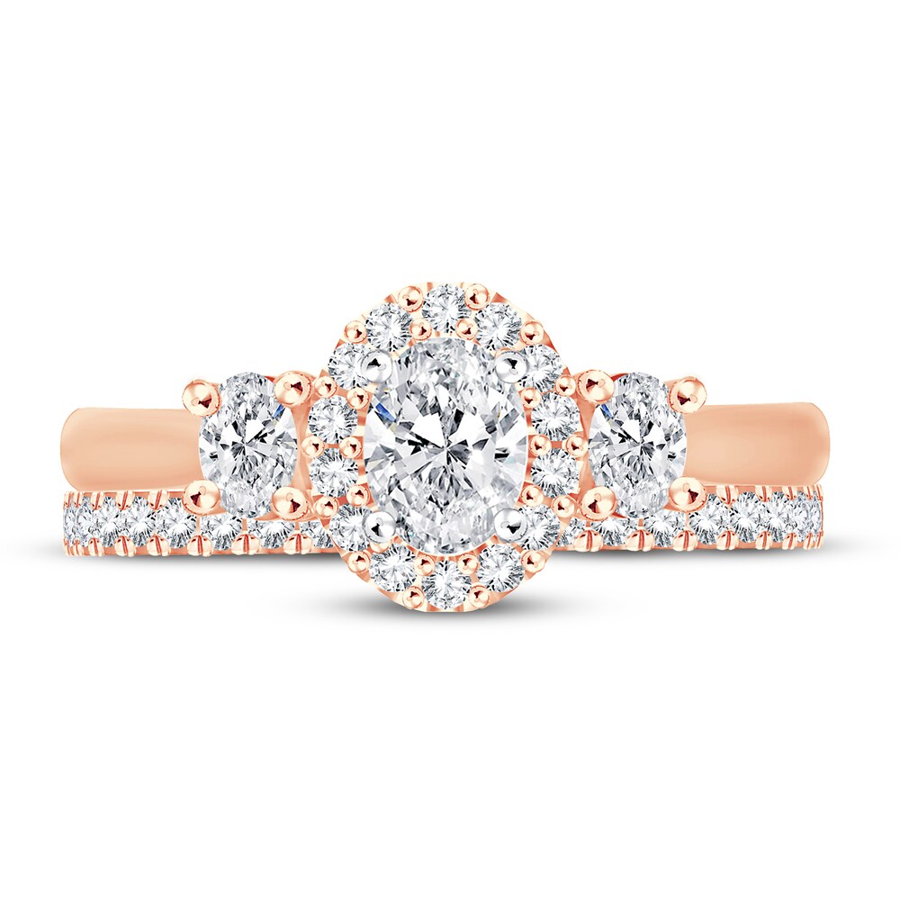 Diamond Bridal Set 1-1/5 ct tw Oval/Round-cut 14K Rose Gold cPHR7ELA