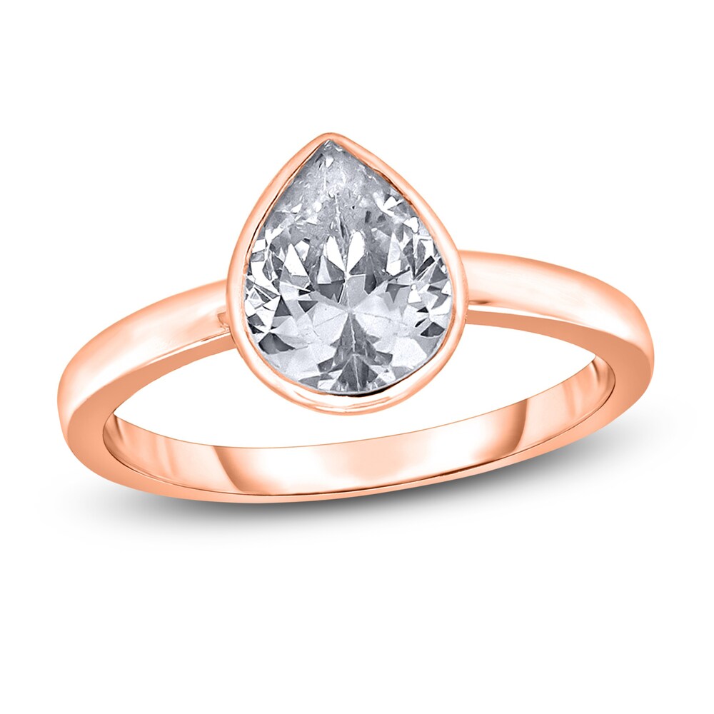 Diamond Solitaire Engagement Ring 2 ct tw Bezel-Set Pear-cut 14K Rose Gold (I2/I) cf6jMXNz [cf6jMXNz]