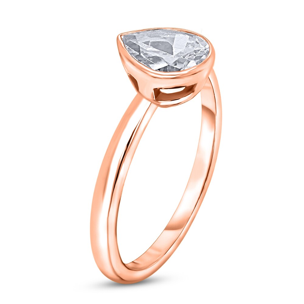 Diamond Solitaire Engagement Ring 2 ct tw Bezel-Set Pear-cut 14K Rose Gold (I2/I) cf6jMXNz