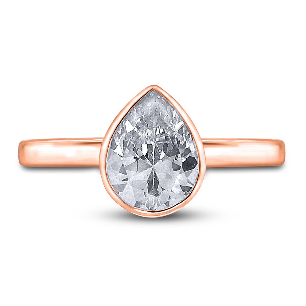 Diamond Solitaire Engagement Ring 2 ct tw Bezel-Set Pear-cut 14K Rose Gold (I2/I) cf6jMXNz