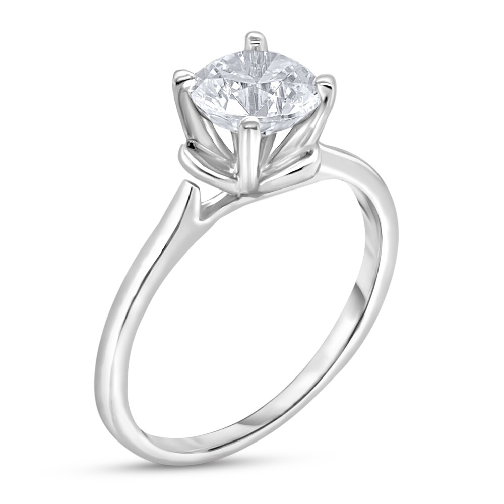 Diamond Solitaire Floral Engagement Ring 1-1/2 ct tw Round 14K White Gold (I2/I) coci41OH