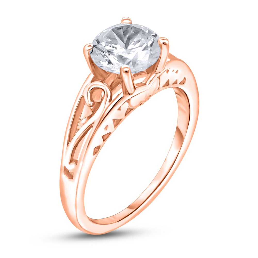 Diamond Solitaire Scroll Engagement Ring 1-1/2 ct tw Round 14K Rose Gold (I2/I) curv9ZbE