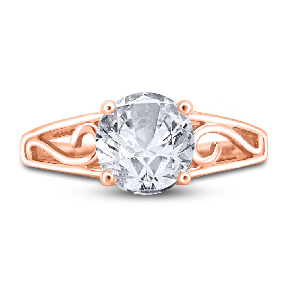 Diamond Solitaire Scroll Engagement Ring 1-1/2 ct tw Round 14K Rose Gold (I2/I) curv9ZbE