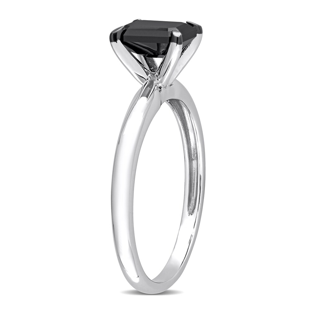 Black Diamond Solitaire Engagement Ring 1 ct tw Emerald-cut 14K White Gold cvZjEBX2