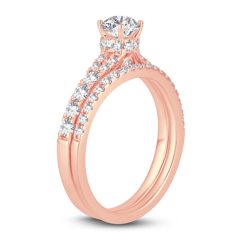 Diamond Bridal Set 1-1/4 ct tw Round 14K Rose Gold dLX6W24j