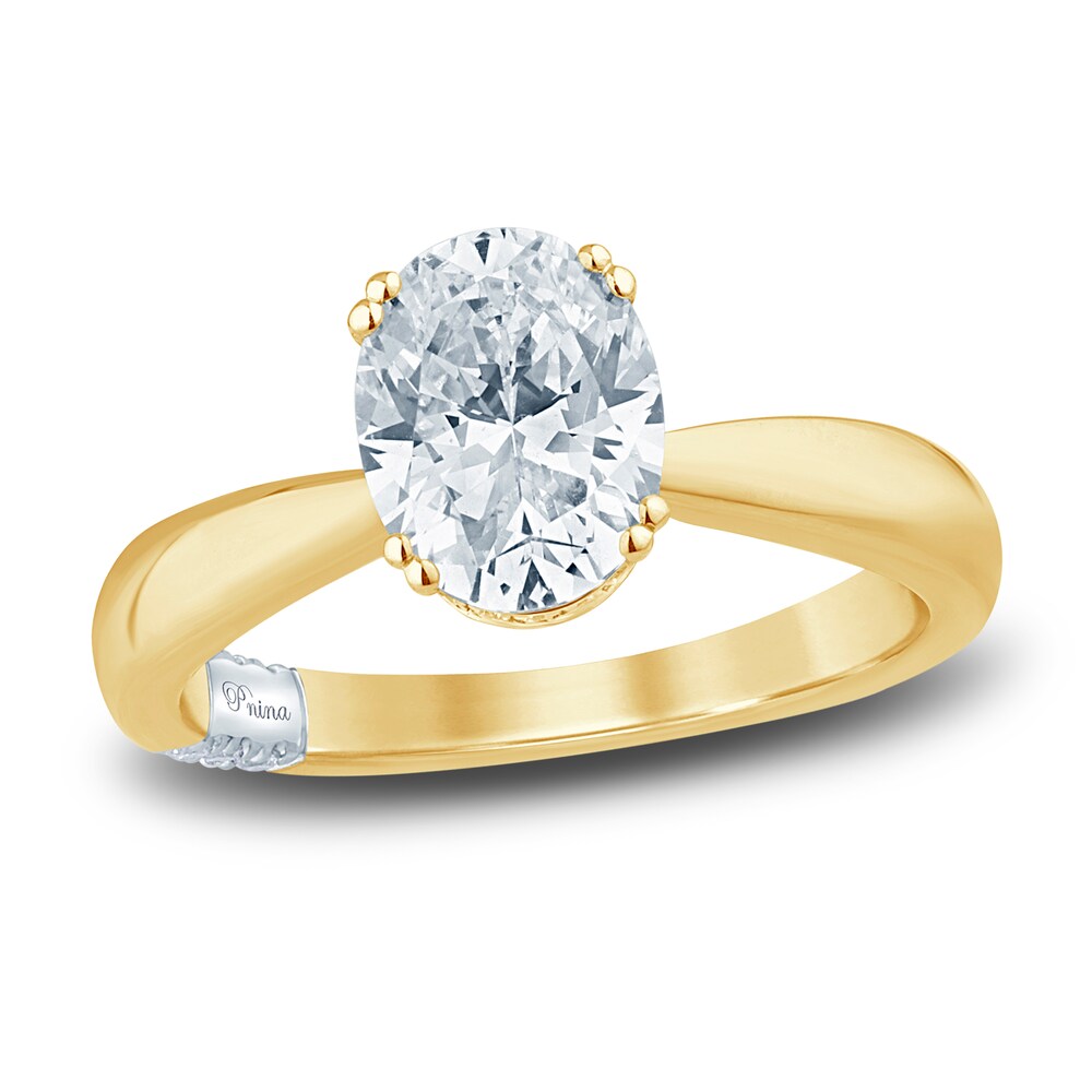 Pnina Tornai Lab-Created Diamond Engagement Ring 2-1/5 ct tw Oval/Round 14K Yellow Gold dXZT3cPC [dXZT3cPC]
