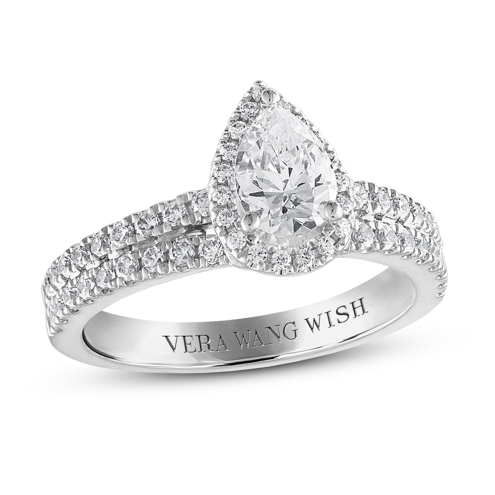 Vera Wang WISH Diamond Engagement Ring 1-1/5 ct tw Pear-shaped/Round Platinum dapEyZmc [dapEyZmc]