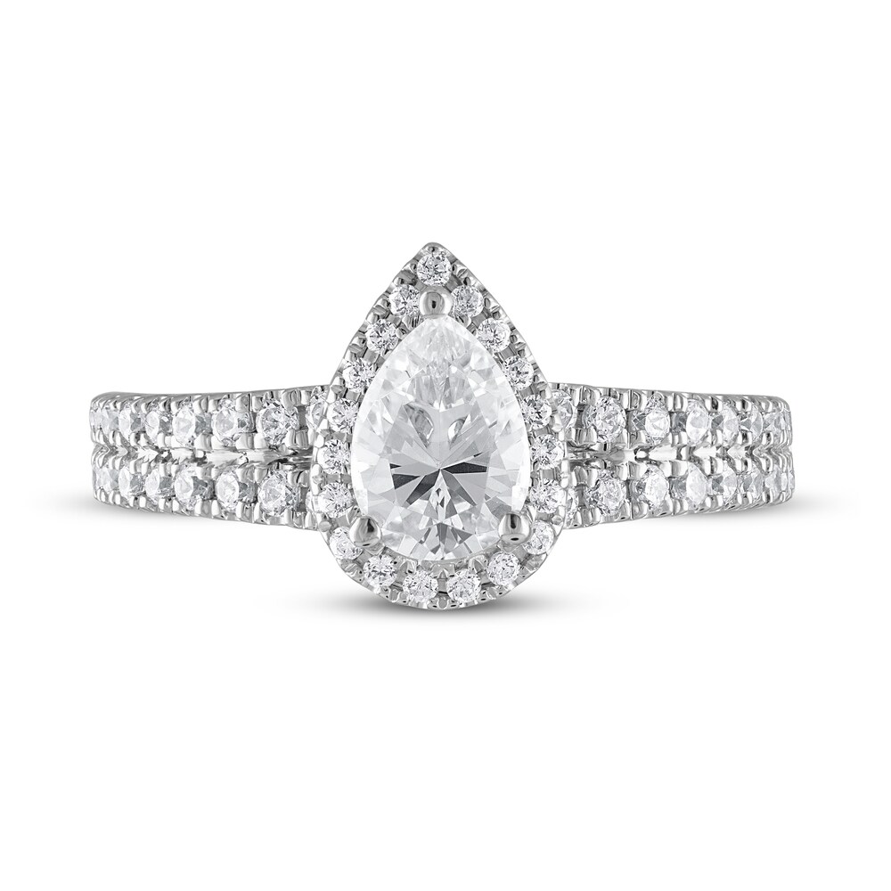 Vera Wang WISH Diamond Engagement Ring 1-1/5 ct tw Pear-shaped/Round Platinum dapEyZmc