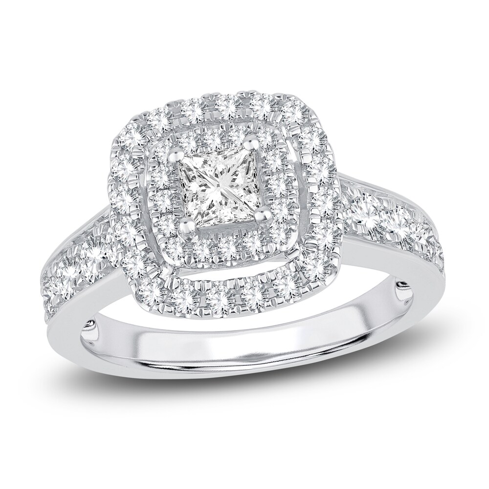 Diamond Double Halo Engagement Ring 1-1/3 ct tw Princess/Round 14K White Gold dg0ZTfR4 [dg0ZTfR4]