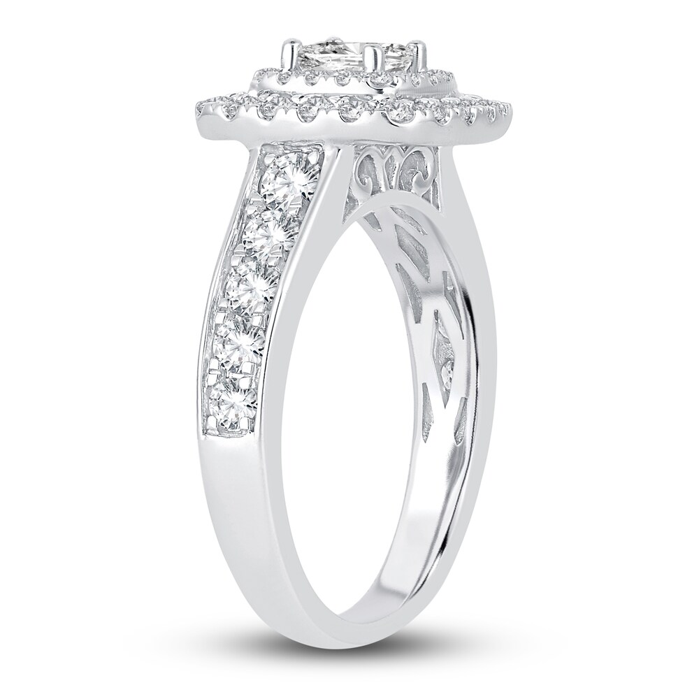 Diamond Double Halo Engagement Ring 1-1/3 ct tw Princess/Round 14K White Gold dg0ZTfR4