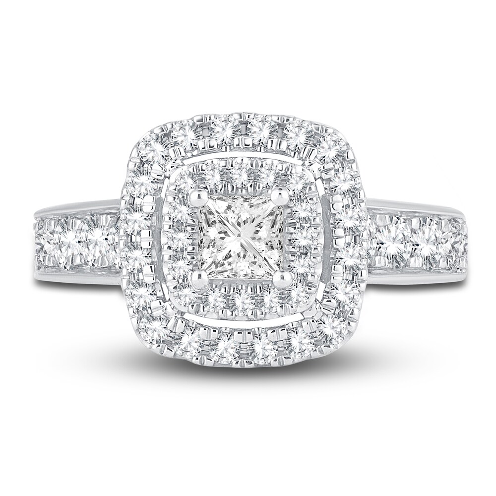 Diamond Double Halo Engagement Ring 1-1/3 ct tw Princess/Round 14K White Gold dg0ZTfR4