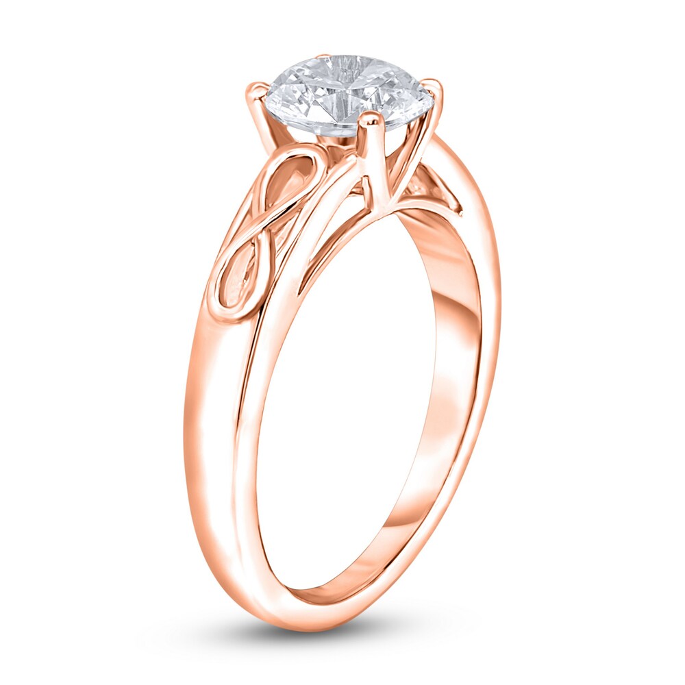 Diamond Solitaire Infinity Engagement Ring 1/2 ct tw Round 14K Rose Gold (I2/I) dg55RODe