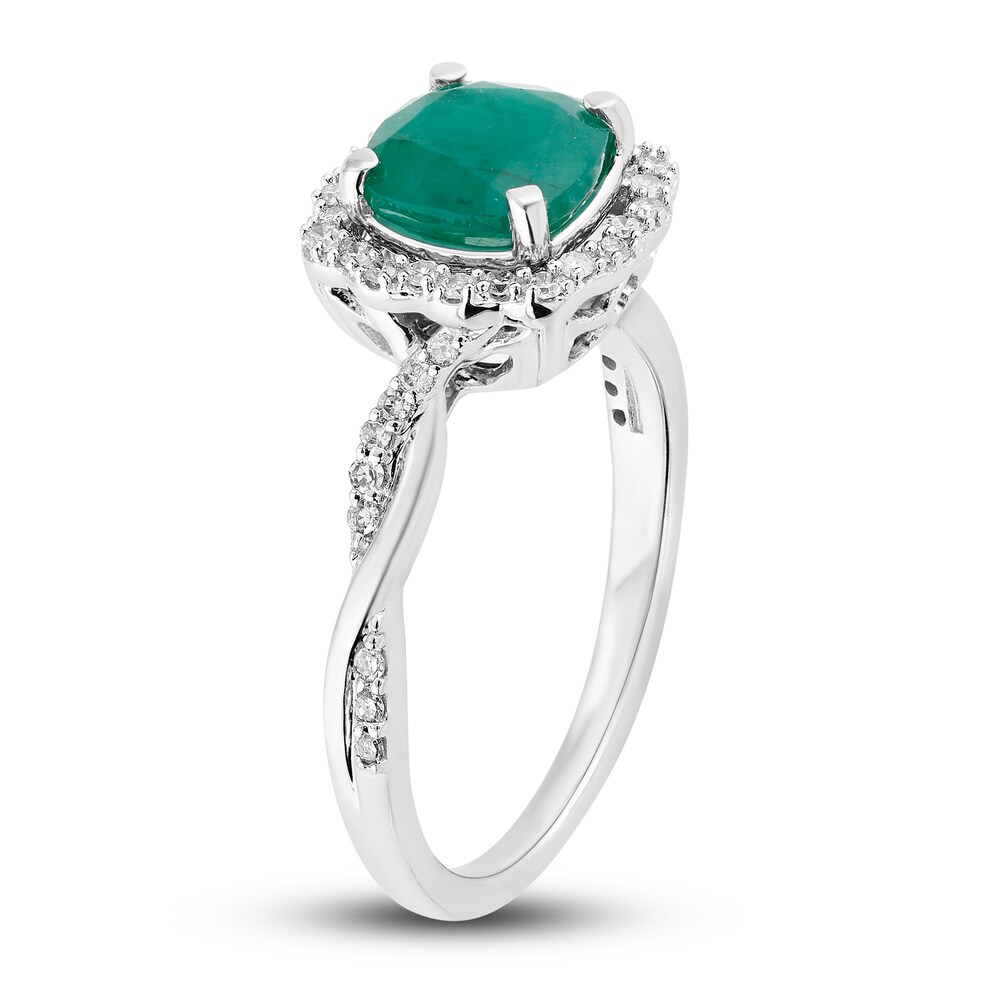 Natural Emerald Engagement Ring 1/5 ct tw Diamonds 14K White Gold dgSqPOju