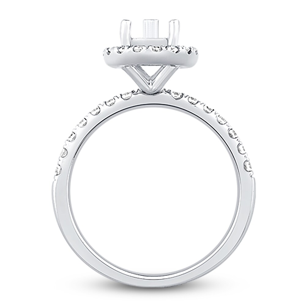 Engagement Ring 1/2 ct tw Pear/Round 14K White Gold doPra3ys