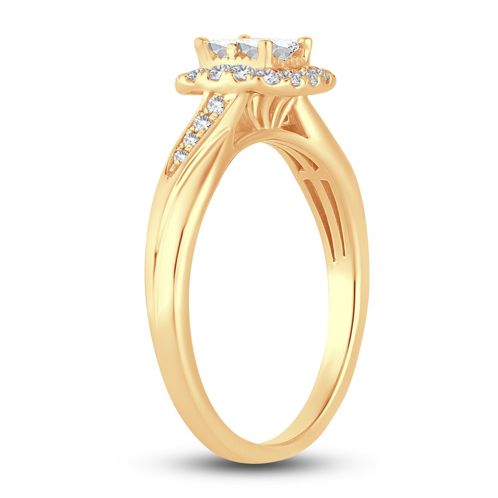 Diamond Halo Ring 3/8 ct tw Princess/Round 14K Yellow Gold dsMdT9tm