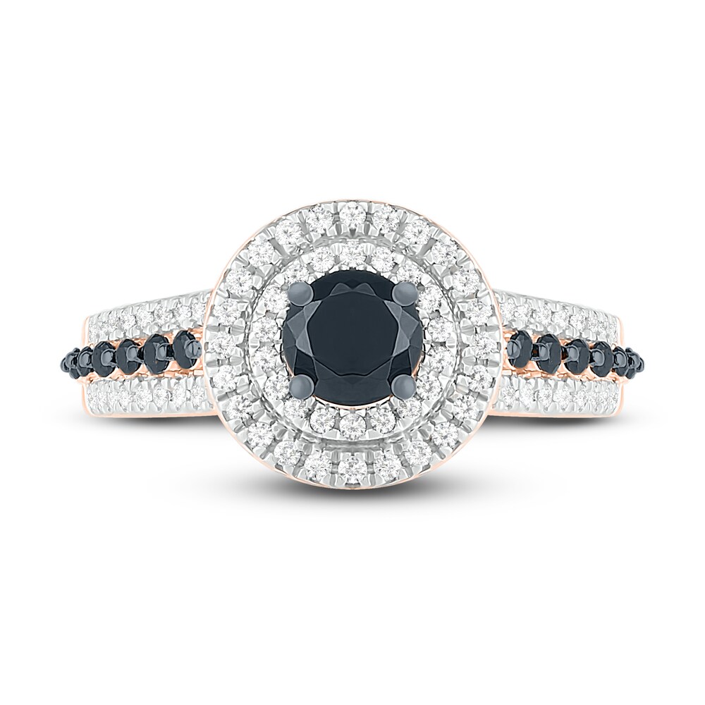 Black Diamond Engagement Ring 1 ct tw Round 14K Rose Gold dsteSCxm