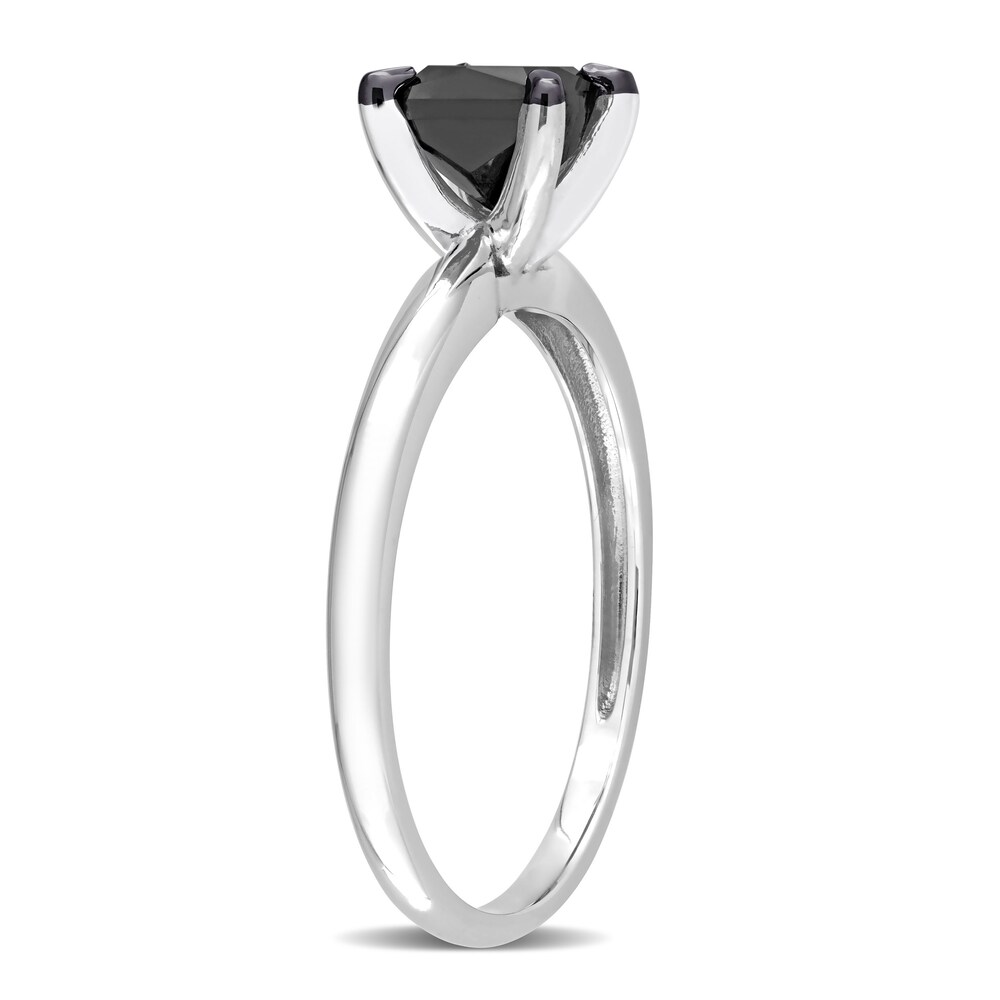 Black Diamond Solitaire Engagement Ring 1 ct tw Princess-cut 14K White Gold dvyHGHM6