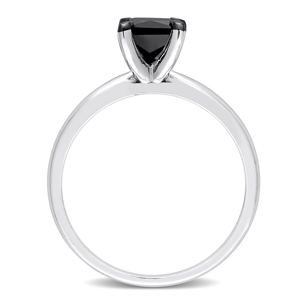 Black Diamond Solitaire Engagement Ring 1 ct tw Princess-cut 14K White Gold dvyHGHM6