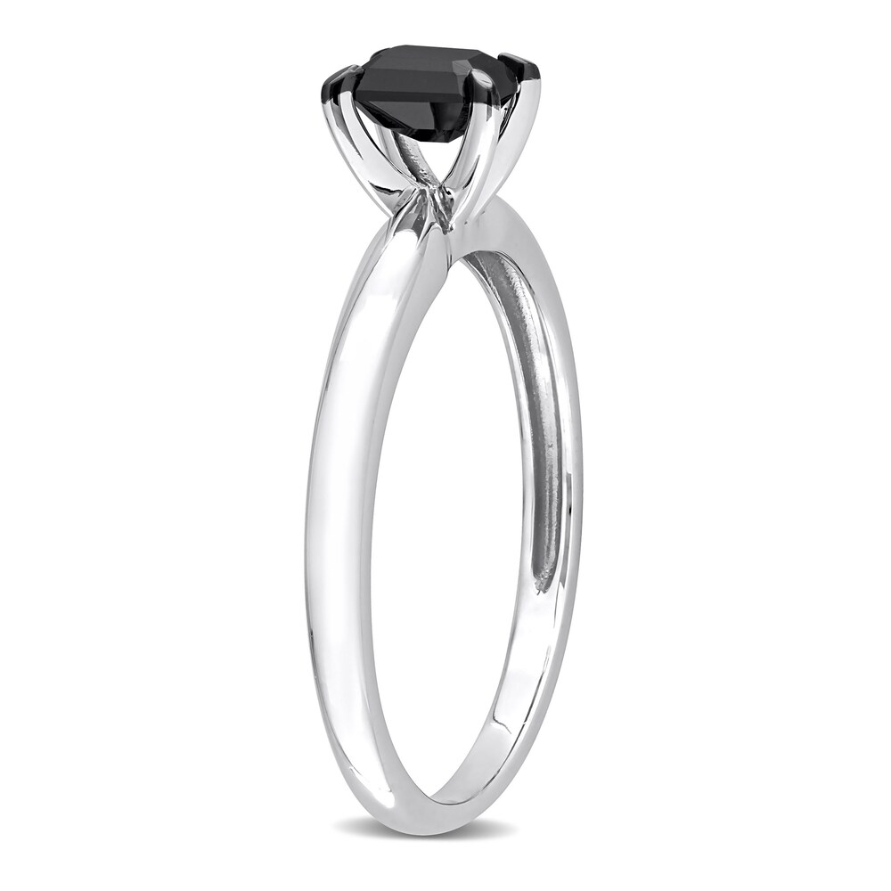 Black Diamond Solitaire Engagement Ring 1/2 ct tw Emerald-cut 14K White Gold eFmhlwWQ