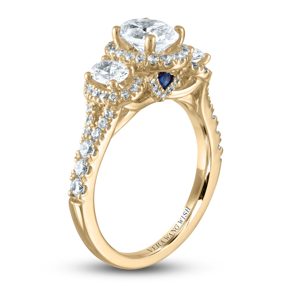 Vera Wang WISH Diamond 3-Stone Ring 3/4 ct tw Oval/Round 14K Yellow Gold eISWaHPu