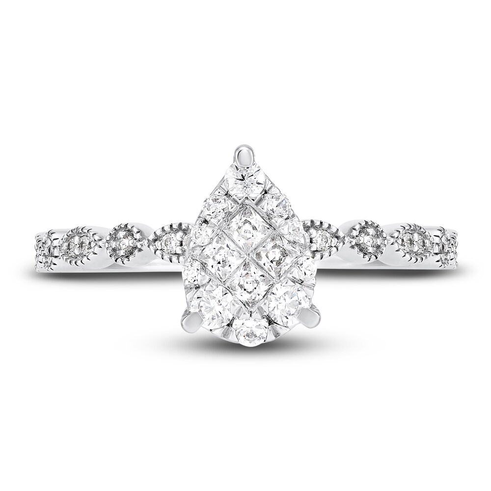 Diamond Engagement Ring 1/2 ct tw Round/Princess 14K White Gold eJshPD3v