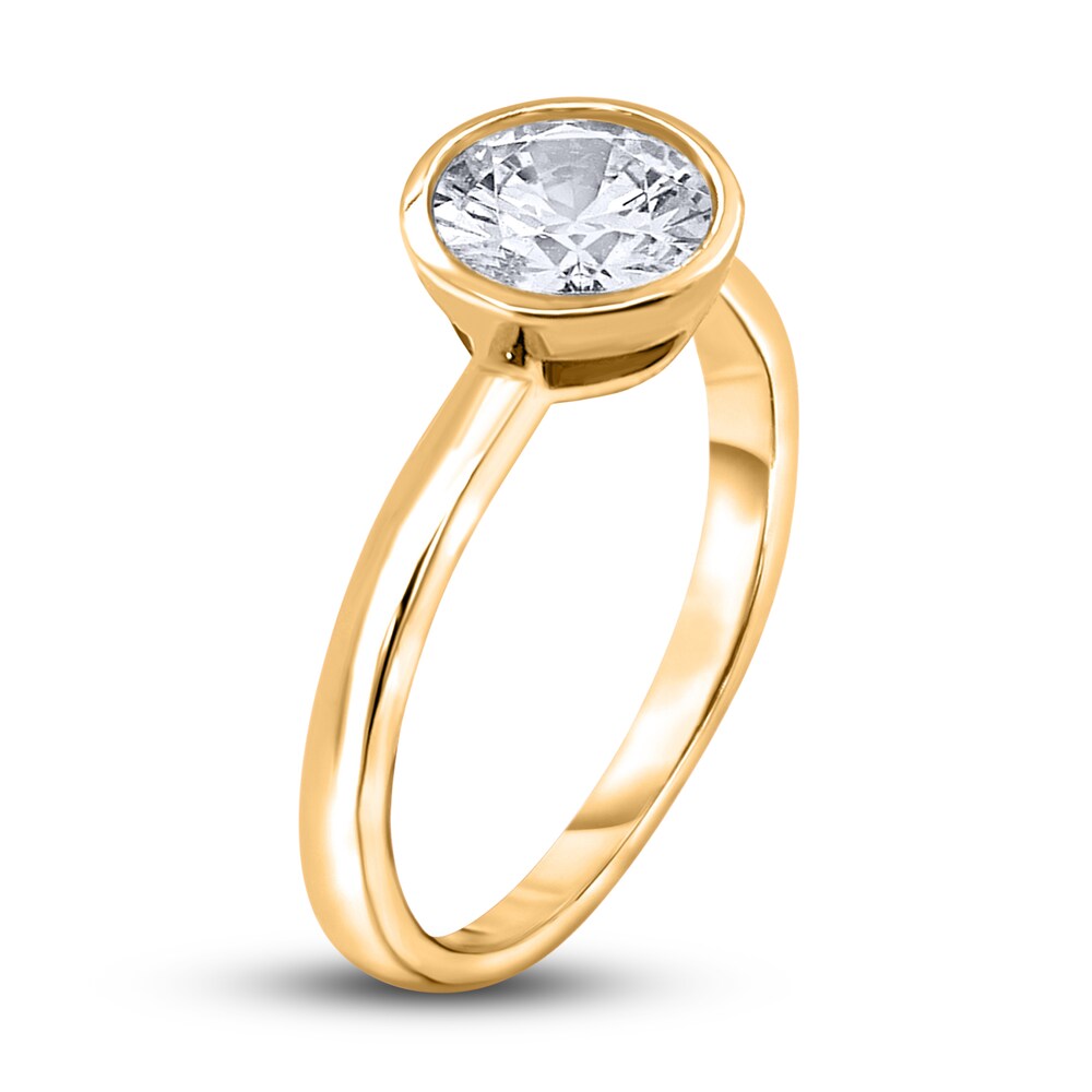 Diamond Solitaire Engagement Ring 1-1/2 ct tw Bezel-Set Round 14K Yellow Gold (I2/I) eOL46N5R