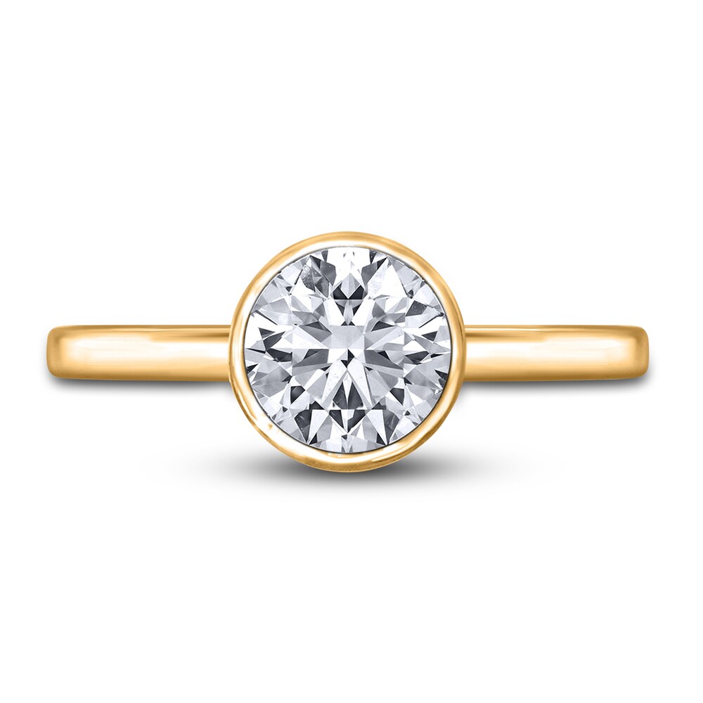 Diamond Solitaire Engagement Ring 1-1/2 ct tw Bezel-Set Round 14K Yellow Gold (I2/I) eOL46N5R