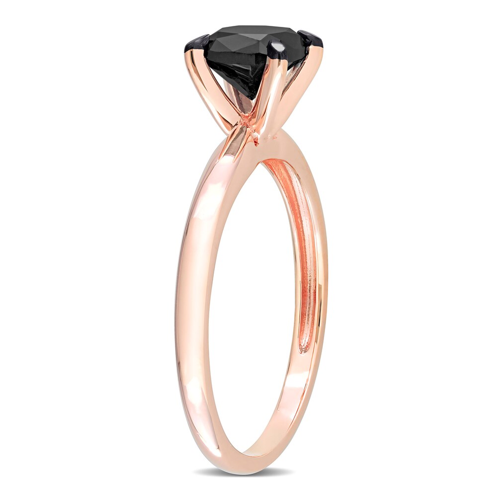 Black Diamond Solitaire Engagement Ring 1 ct tw Cushion-cut 14K Rose Gold eRUU3Epi