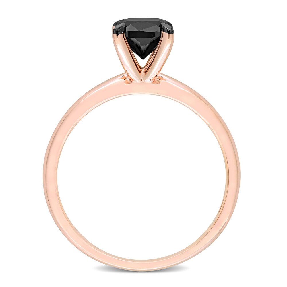 Black Diamond Solitaire Engagement Ring 1 ct tw Cushion-cut 14K Rose Gold eRUU3Epi