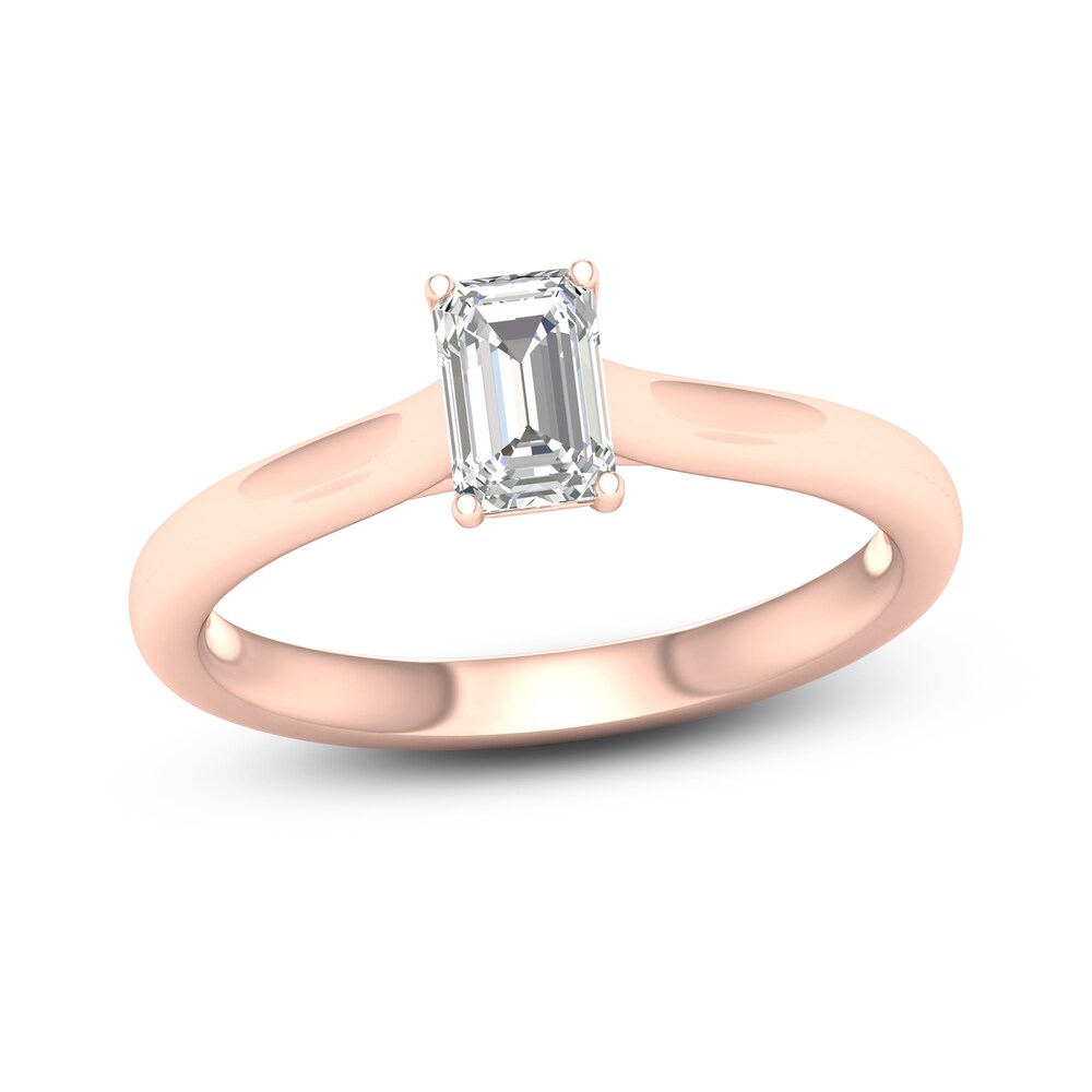 Diamond Solitaire Ring 1/2 ct tw Emerald-cut 14K Rose Gold (SI2/I) eT7L72Qy [eT7L72Qy]