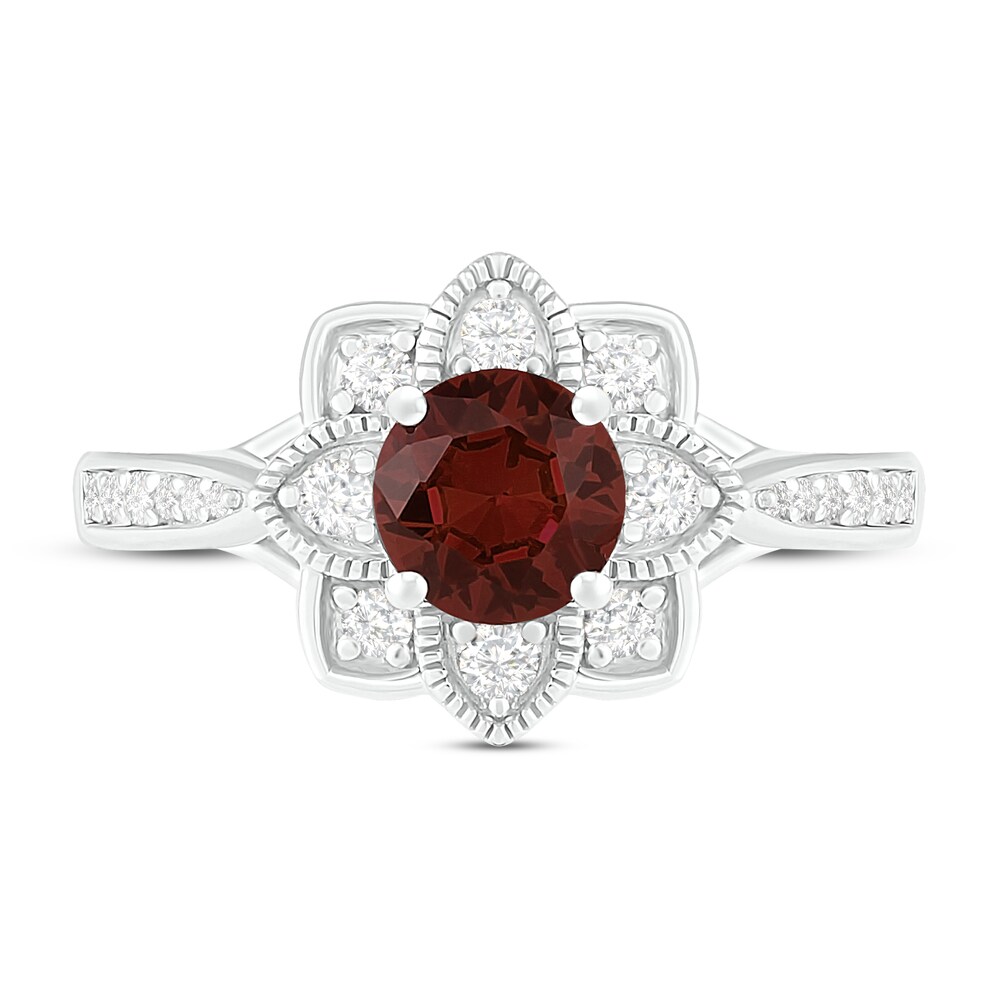 Natural Garnet Engagement Ring 1/4 ct tw Diamonds 14K White Gold ehOsKE1h