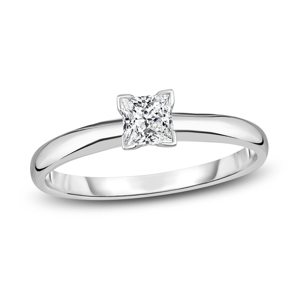 Diamond Solitaire Engagement Ring 1/5 ct tw Princess 14K White Gold (I2/I) emmgvbrG [emmgvbrG]