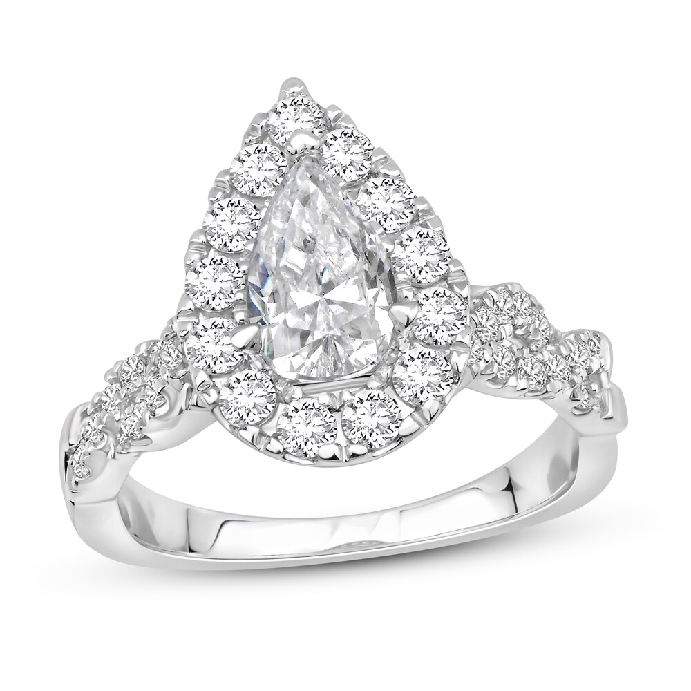 Diamond Engagement Ring 1 3/4 ct tw Round/Pear-shaped 14K White Gold fF11lLji [fF11lLji]