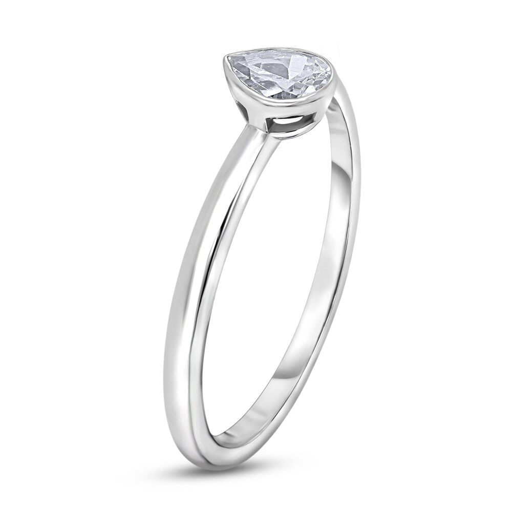 Diamond Solitaire Engagement Ring 1 ct tw Bezel-Set Pear-cut 14K White Gold (I2/I) fJAffOjU