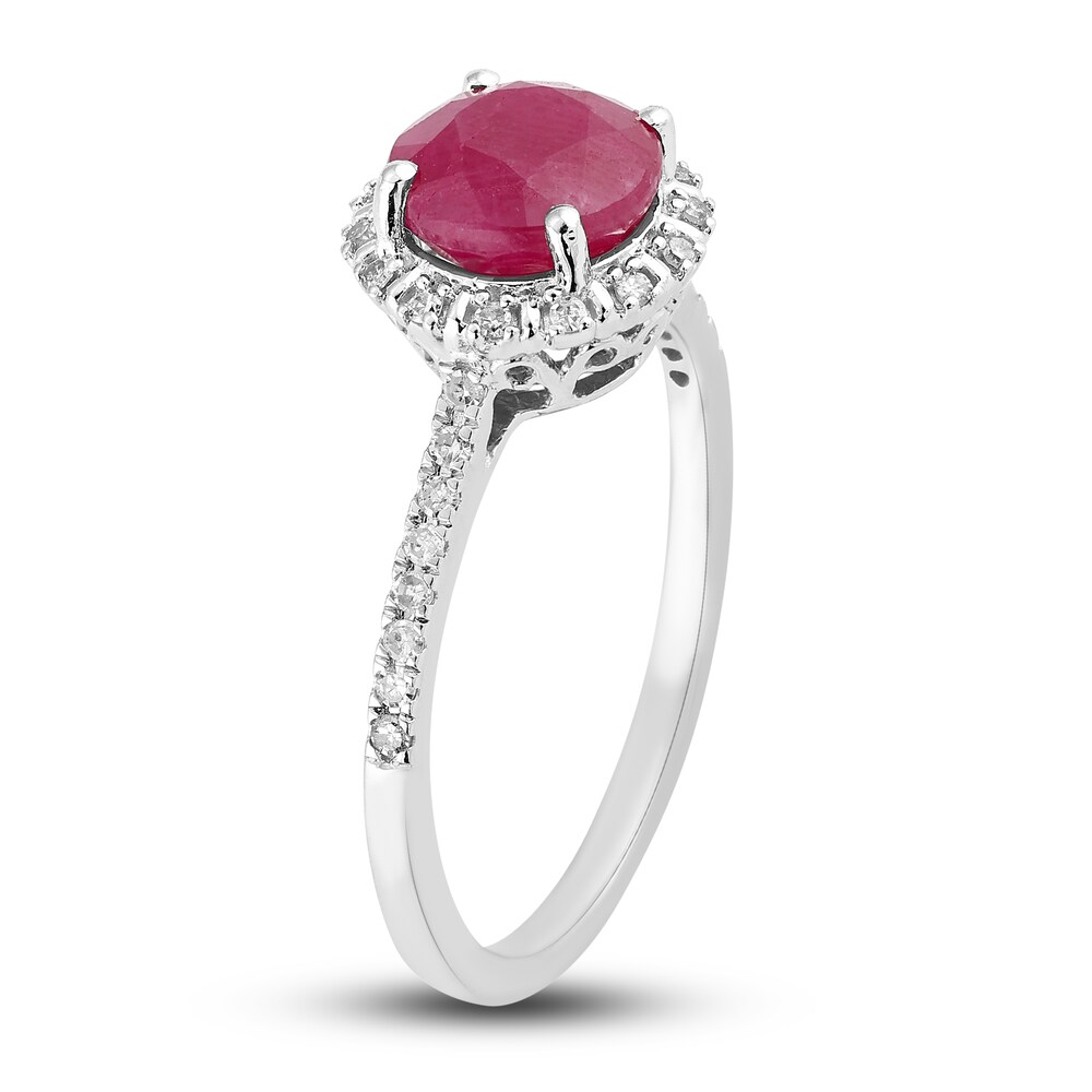 Natural Ruby Engagement Ring 1/6 ct tw Diamonds 14K White Gold fMgUe1Em