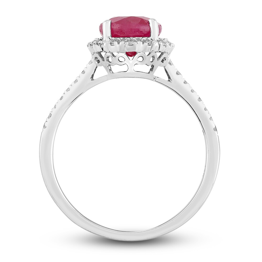 Natural Ruby Engagement Ring 1/6 ct tw Diamonds 14K White Gold fMgUe1Em