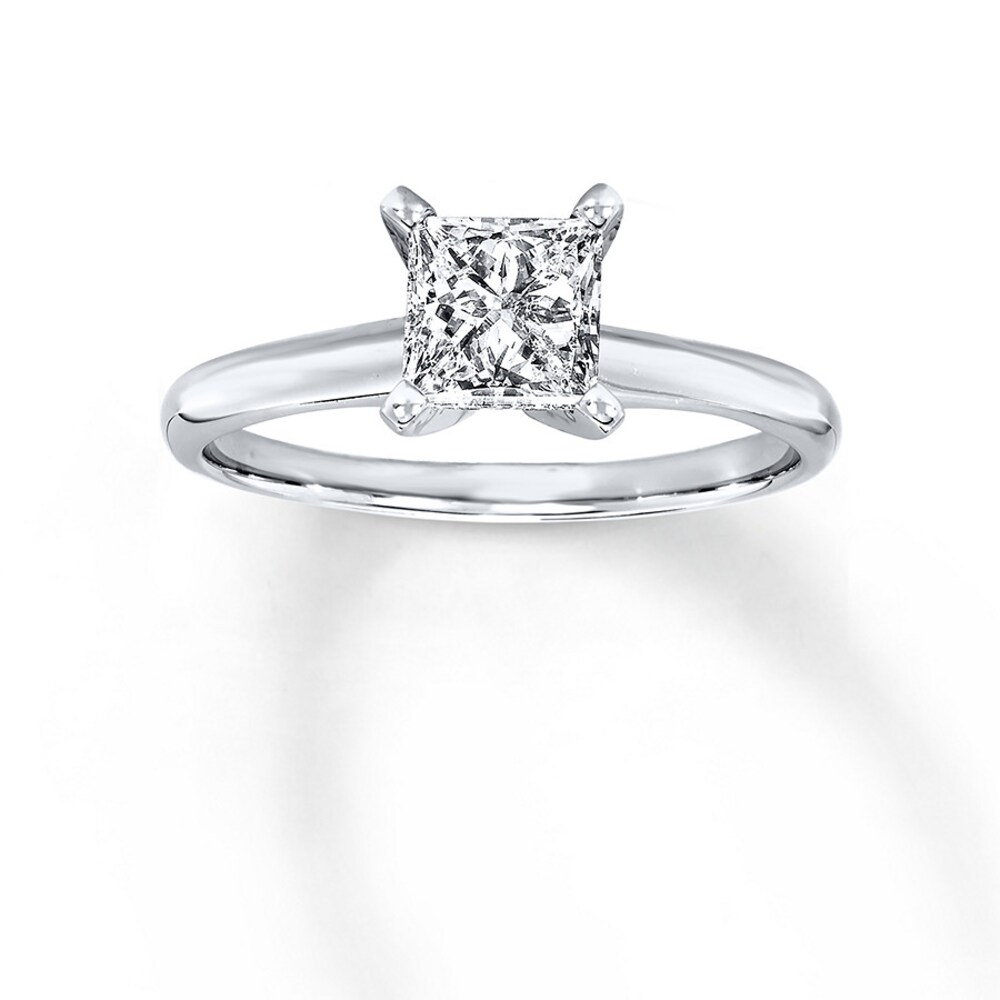 Diamond Solitaire Ring 1 carat Princess-cut 14K White Gold (I2/I) fRULXVVS