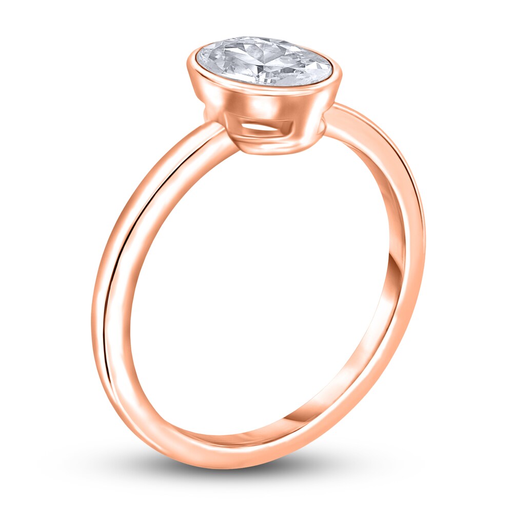 Diamond Solitaire Engagement Ring 1-1/2 ct tw Bezel-Set Oval 14K Rose Gold (I2/I) fWh06PKd