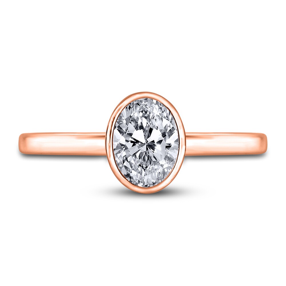 Diamond Solitaire Engagement Ring 1-1/2 ct tw Bezel-Set Oval 14K Rose Gold (I2/I) fWh06PKd