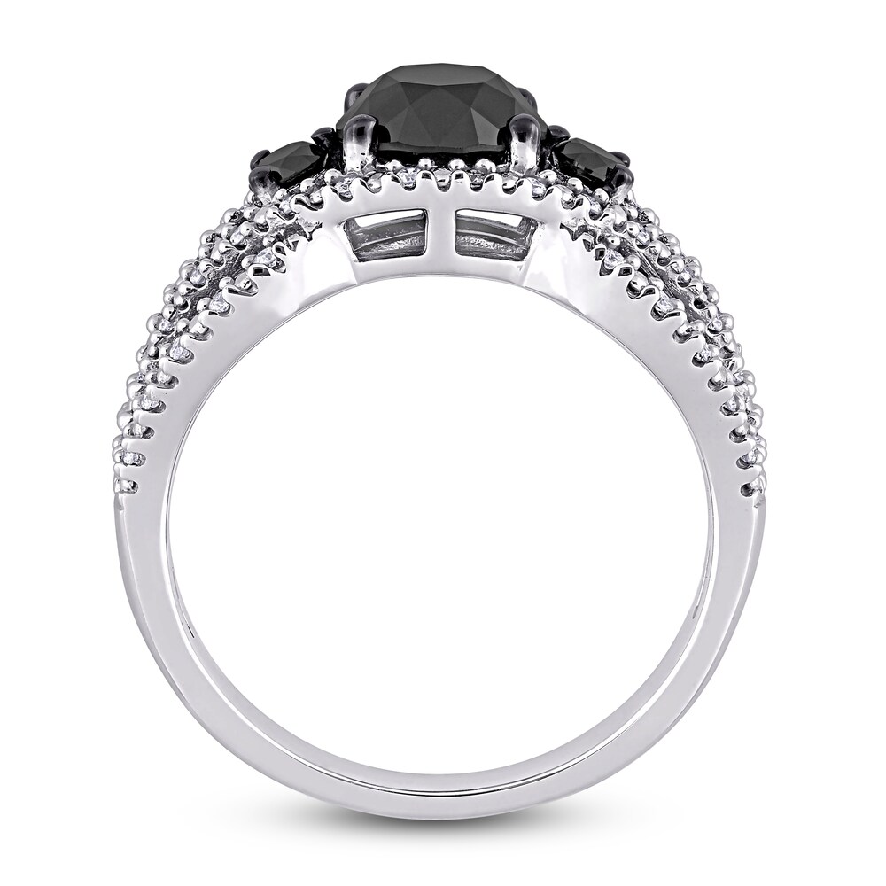 Black & White Diamond 3-Stone Ring 1-7/8 ct tw Round 14K White Gold fodGUoZq