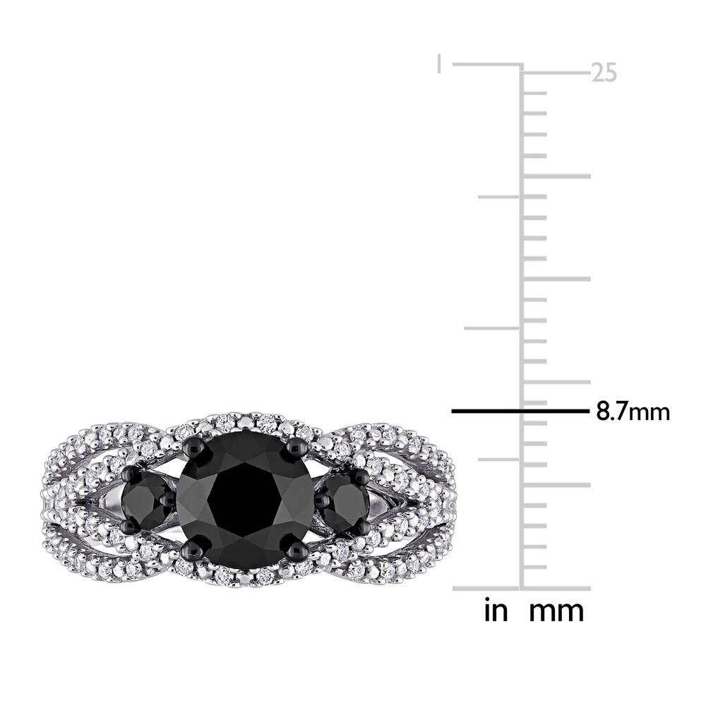 Black & White Diamond 3-Stone Ring 1-7/8 ct tw Round 14K White Gold fodGUoZq