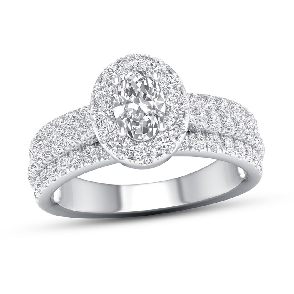 Diamond Engagement Ring 1 1/2 ct tw Oval/Round 14K White Gold fwYNlzqc [fwYNlzqc]