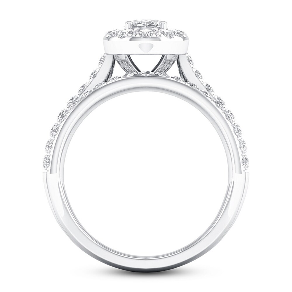 Diamond Engagement Ring 1 1/2 ct tw Oval/Round 14K White Gold fwYNlzqc