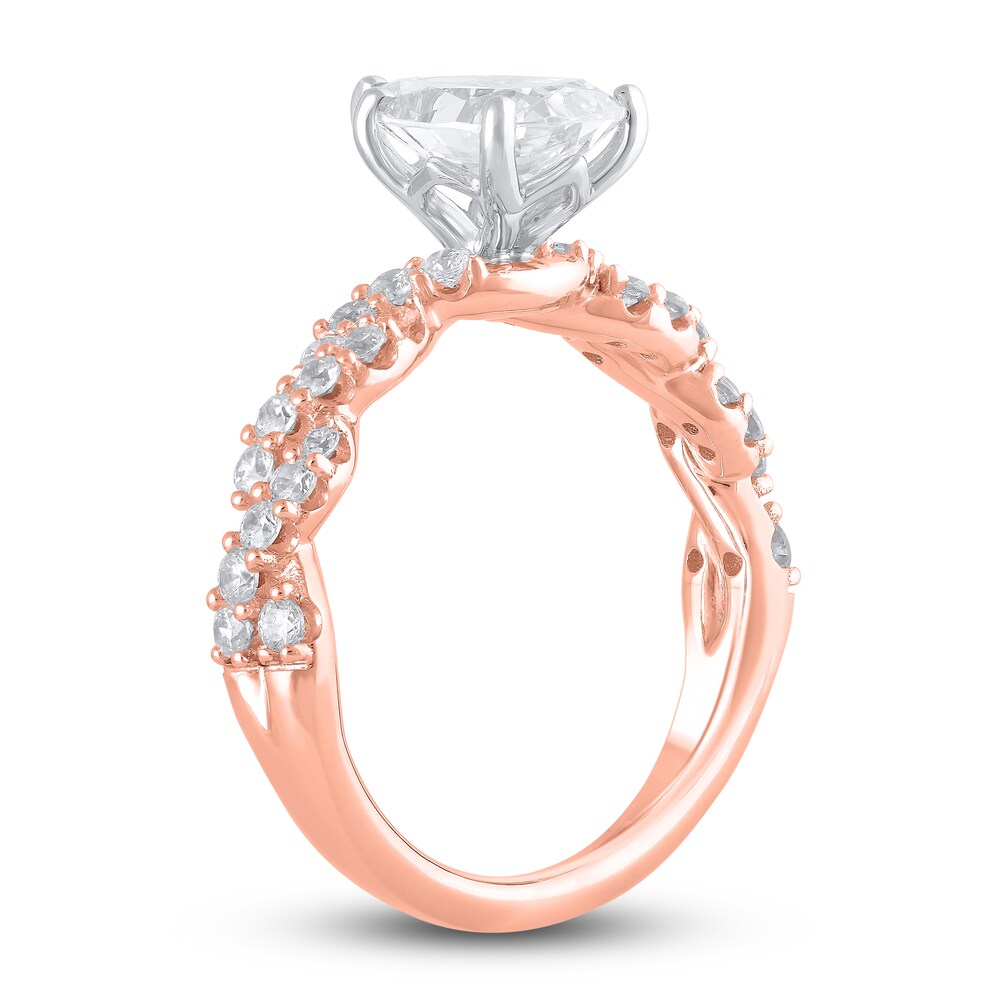 Lab-Created Diamond Engagement Ring 2 ct tw Pear/Round 14K Rose Gold fy4QTzaI