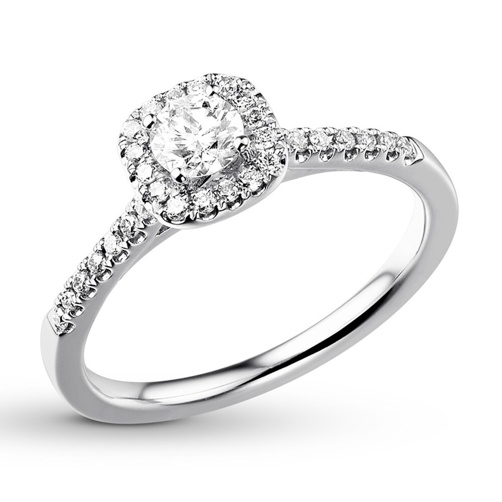 Diamond Engagement Ring 3/8 ct tw Round-cut 14K White Gold g02PhqOV