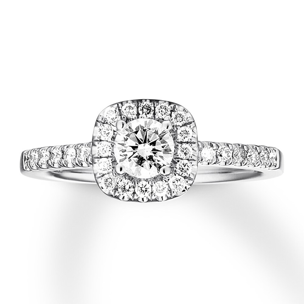 Diamond Engagement Ring 3/8 ct tw Round-cut 14K White Gold g02PhqOV