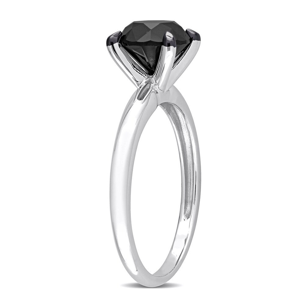 Black Diamond Solitaire Engagement Ring 2 ct tw Round-cut 14K White Gold gFFhwQ6m