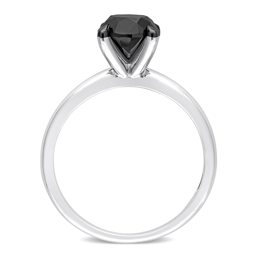 Black Diamond Solitaire Engagement Ring 2 ct tw Round-cut 14K White Gold gFFhwQ6m