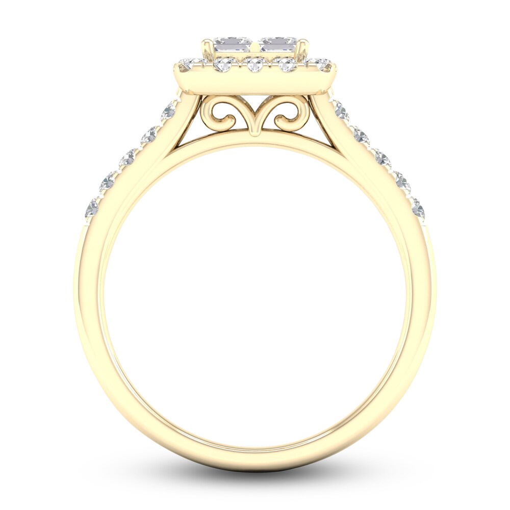 Diamond Halo Engagement Ring 3/4 ct tw Round 14K Yellow Gold gMrzIqEY