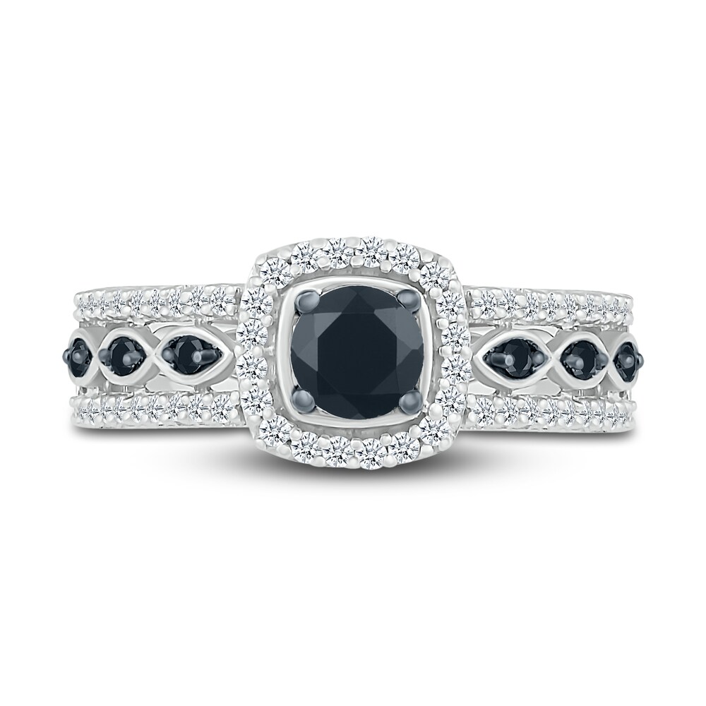 Black Diamond Bridal Set 1 ct tw Round 10K White Gold gh1v7qcU